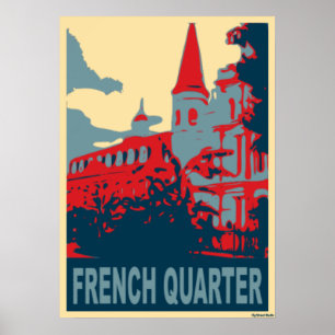 Poster Quartier français en bleu