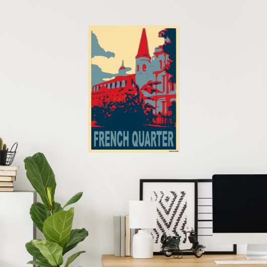 Poster Quartier français en bleu (Bureau à domicile)