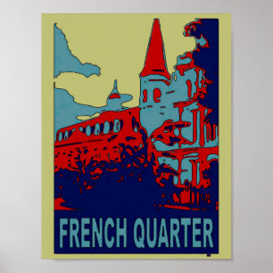 Poster Quartier français en bleu