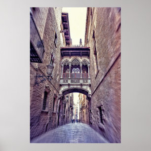 Poster Quartier gothique à Barcelone, Espagne