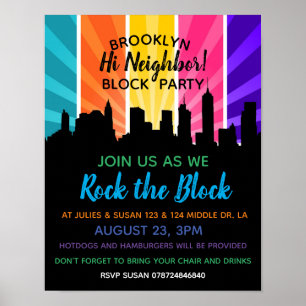Poster Quartier rocher le bloc Bloquer l'invitation du Pa