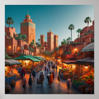Poster Quartiers enchanteurs de Marrakech, Maroc