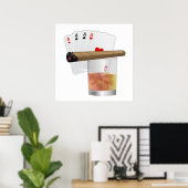 Poster Quatre As, Un Verre et Un Cigar (Bureau à domicile)