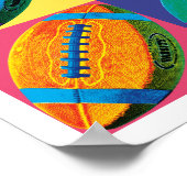 Poster Quatre boules de football de couleurs différentes (Coin)