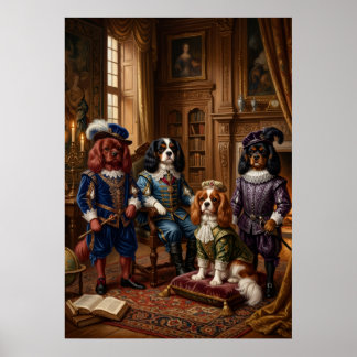 Poster Quatre Cavalier Spaniel Mousquetaires Portrait