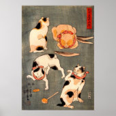 Poster Quatre chats dans différentes poses illustrant le  (Devant)