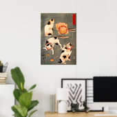 Poster Quatre chats dans différentes poses illustrant le  (Bureau à domicile)