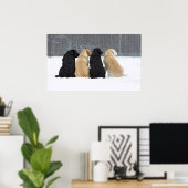 Poster Quatre Chiens Du Labrador En Neige (Bureau à domicile)