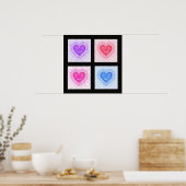 Poster Quatre Coeurs Colorés (Cuisine)
