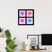 Poster Quatre Coeurs Colorés (Bureau à domicile)