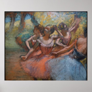 Poster Quatre danseurs de ballet sur scène par degrés
