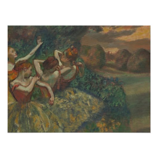Poster Quatre Danseurs, Peinture impressionniste, Edgar D (Devant)