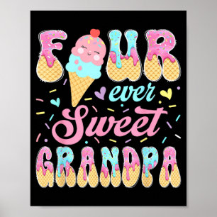 Poster Quatre douce grand-père 4ème anniversaire fille gl