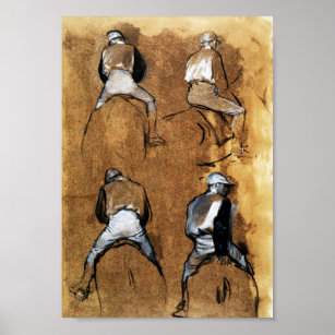 Poster Quatre études d'un Jockey, Edgar Degas