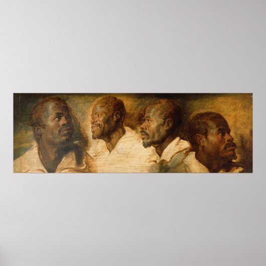 Poster Quatre études d'une tête masculine, Ruebens (Devant)