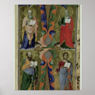 Poster Quatre évangélistes, 14ème siècle (vellum)