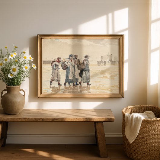 Poster Quatre femmes de pêcheurs sur la plage | Winslow H