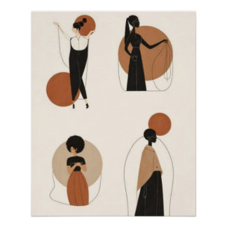 Poster Quatre Formes Féminines | Femmes Africaines Abstra