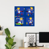 Poster Quatre garçons jouant au football (Bureau à domicile)