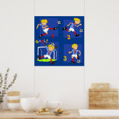 Poster Quatre garçons jouant au football (Cuisine)