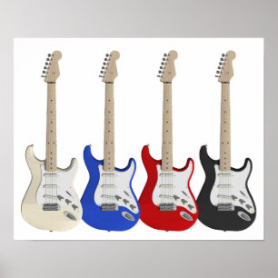 Poster Quatre, guitares électriques