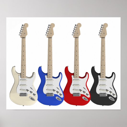 Poster Quatre, guitares électriques (Devant)
