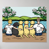 Poster Quatre Labradors et Parents Vue lac (Devant)