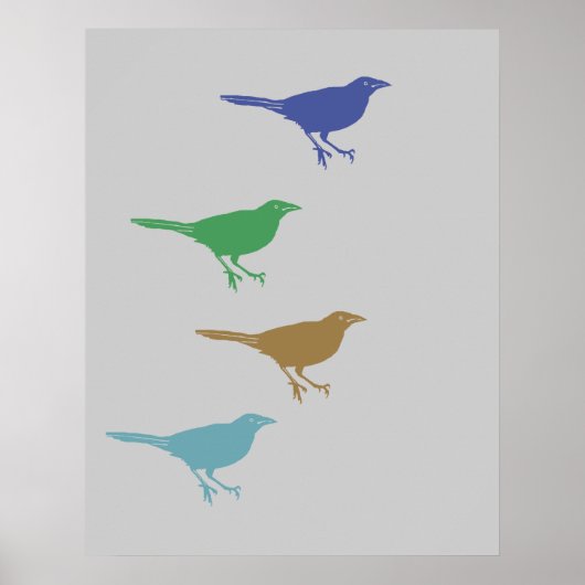 Poster Quatre oiseaux (Devant)