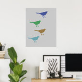 Poster Quatre oiseaux (Bureau à domicile)