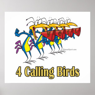 Poster quatre oiseaux chanteurs 4ème quatrième jour de No