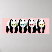 Poster Quatre panda portent des lunettes (Devant)