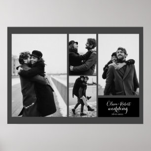 Poster Quatre photos Mariage de typographie noir et blanc