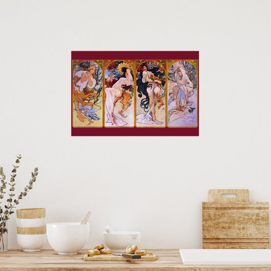 Poster Quatre saisons Alfons Mucha (Cuisine)