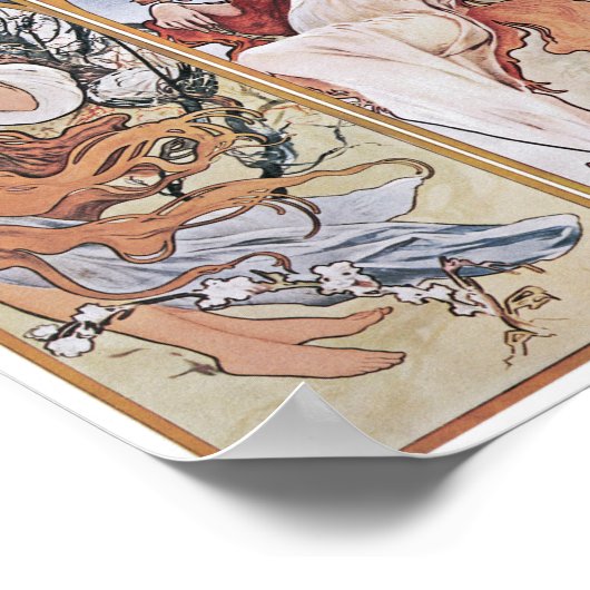 Poster Quatre Saisons, Mucha (Coin)