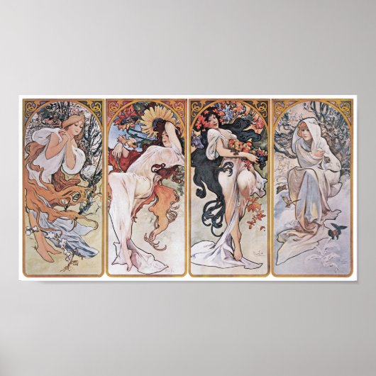 Poster Quatre Saisons, Mucha (Devant)