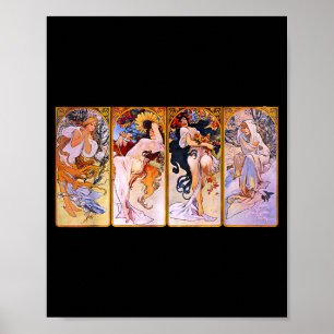 Poster Quatre Saisons par Mucha Art Nouveau