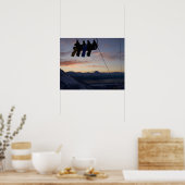 Poster Quatre snowboarders sont en silhouette sur un remo (Cuisine)