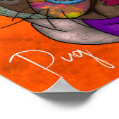 Poster Quatre visages de chien moche unique art abstrait (Coin)