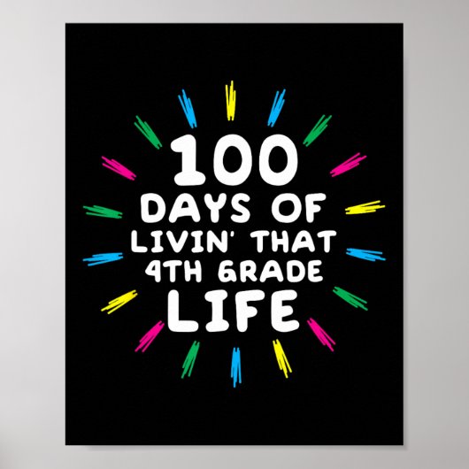 Poster Quatrième année 4e année 100 jours d'école (Devant)