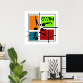 Poster Quatuor de natation (Bureau à domicile)