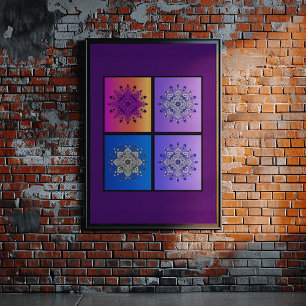 Poster Quatuor Mysical Mandala : coucher du soleil à minu