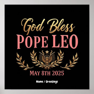 Poster Que Dieu bénisse le pape Léon Célébrez le nouveau