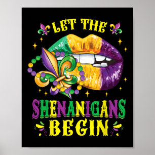 Poster Que les frénésies commencent Lèvres de Mardi Gras
