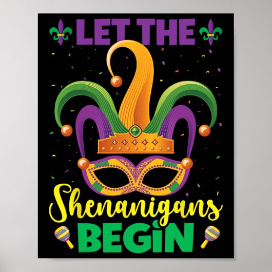 Poster Que Les Shenanigans Commencent Mardi Gras Heureux (Devant)