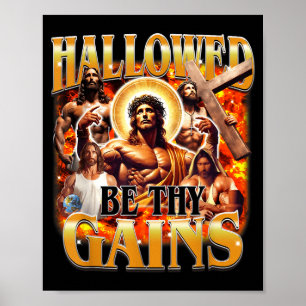 Poster Que Tes Gains Soient Bénis Vintage Drôle Gym Mème
