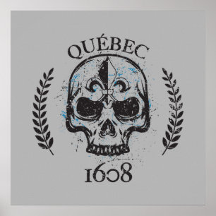 Poster Québec 1608 grue style grunge métal 1608