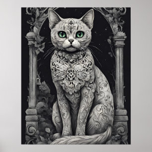 Poster Queen Cat - Dia de Los Muertos, Style crâne de suc
