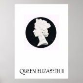 Poster Queen Elizabeth II, dessin de relief (Devant)