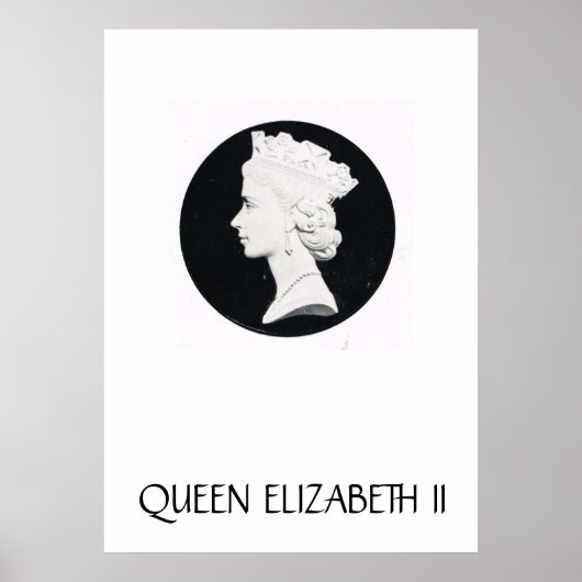 Poster Queen Elizabeth II, dessin de relief (Devant)