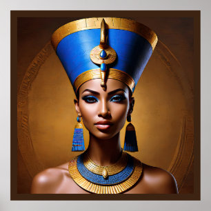Poster "Queen Nefertiti" Belle reine africaine antique